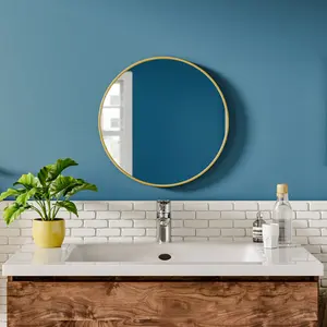 Baum Metal Flat Wall Mirror Gold / 40 cm H x 40 cm W