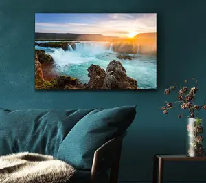 Waterfalls Emptied Into The Sea Canvas Print Wall Art - Medium 20 x 32 Inches