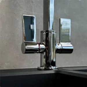 Liquida W17CH Twin Lever 360 Degree Swivel Spout Chrome Kitchen Mixer Tap