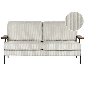 Beliani Traditional Corduroy Sofa Grey AKRANES