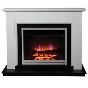 Suncrest Talen White MDF & stainless steel Freestanding Electric fire suite