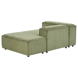 Left Hand Jumbo Cord Chaise Lounge Green ARDAL