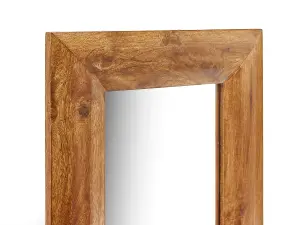 Elm Home And Garden Solid Mango Wood Wall Mirror Dark Oak Finish Fully Assembled 40cm Wide x 50cm High x 2cm Deep