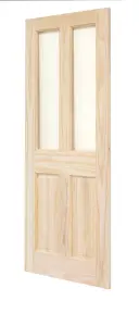 Victorian 4 Panel Clear Pine Glzd Door 2040 x 826mm