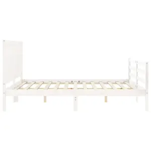 Berkfield Bed Frame with Headboard White Super King Size Solid Wood