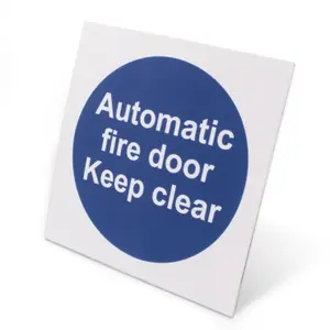 EAI - Automatic Fire Door Keep Clear 100x100mm Self Adh Vinyl Pair