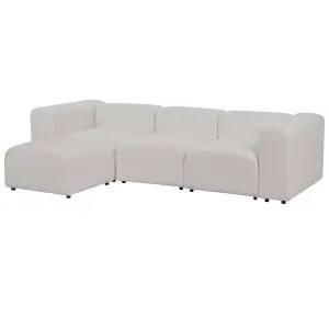 3 Seater Modular Boucle Sofa with Ottoman Light Grey FALSTERBO