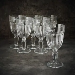 Queensway Home & Dining 320ml Red Sparkling Wine Glasses Glass Goblet Stemmed Base Glassware 6pcs