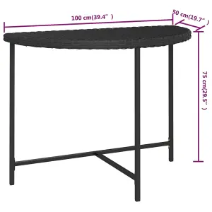 Berkfield Garden Table Black 100x50x75 cm Poly Rattan