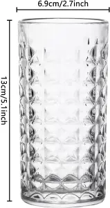 simpa 278ml Quilted Diamond Pattern Highball Glasses, Set of 6