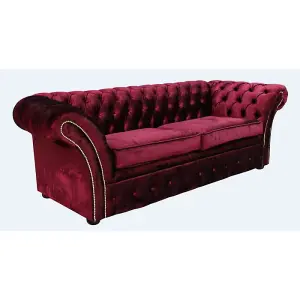 Chesterfield 3 Seater Velvet Rosso Red Sofa Bespoke In Balmoral Style