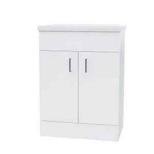 Nes Home Nanuya 600mm Freestanding White Ceramic Basin Sink Vanity MDF Unit