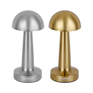 Rechargeable Table Lamp 2 Hours Runtime 3 Stepless Dimming Pack of 2, Silver and Brass Colours