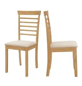 Hallowood Furniture Ledbury Wooden Chair with Fabric Seat Pad in Light Oak Finish (Pair)