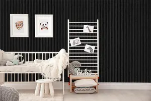 Wood Slat Wall Panels - Charcoal Wood Black Acoustic Felt - 2400x600x22mm - Premium Quality by Proclad