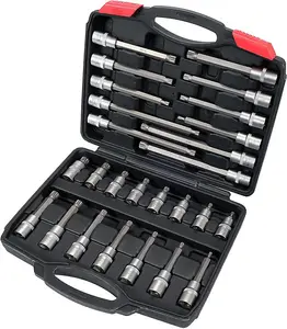 YATO YT-77542, bit socket set 26 pcs spline, length 55-200mm, S2 steel, 1/2" Drive