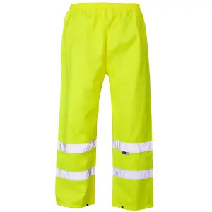 Hi-Vis Overtrousers 300D Oxford PU Yellow Ankle band 4XL