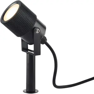 Outdoor IP65 Ground Spike Spotlight - Dimmable 5W GU10 LED - Frosted Glass