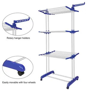 Stainless Steel Foldable Standard Drying Rack Blue/Grey