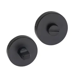 1 Pair Modern Lima Design Matt Black Premium Bathroom Door Handles Round Rose Dead Bolt Ball Latch Hinges Thumbturn - Golden Grace