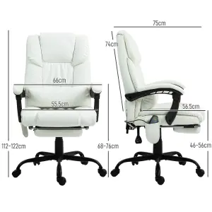 Vinsetto PU Massage Office Chair Height Adjustable Computer Chair White