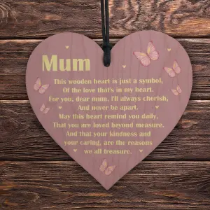 Red Ocean Beautiful Wooden Heart Mum Poem Mothers Day Gift For Mum Birthday Gift For Mum From Daughter Son Keepsake