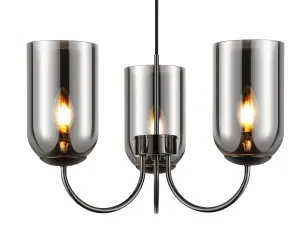 GoodHome Salford Round Black Chrome effect 3 Lamp LED Pendant ceiling light, (Dia)470mm