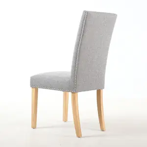 Richard Upholstered Dining Chair (Set of 2) Silver Grey Linen Effect / Natural