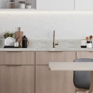 GoodHome Kala Pietra Satin Grey Chipboard & laminate Upstand (L)3000mm