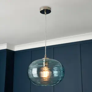 Litecraft Visconte Sarno Blue Tint Oval Ceiling Pendant