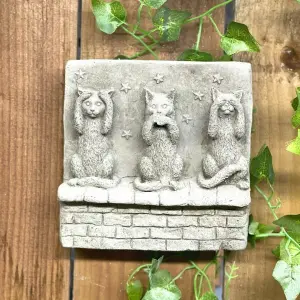 Stone cast Three Wise cat Wall Plaque