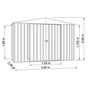 Absco 10ft x 5ft Metal Garden Storage Shed Apex Grey Outdoor Building Single Door