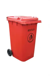 Charles Bentley 240 Litre Red Wheelie Bin - Weatherproof and durable