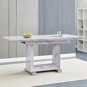 Lorence Extending Grey Dining Table 6 Gia Grey White Chairs