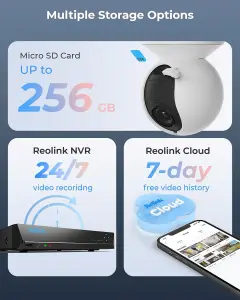 Reolink 2K+ Auto tracking PTZ WiFi 3xZoom with Advanced AI detections, Colour night vision Camera + 64GB MicroSD card