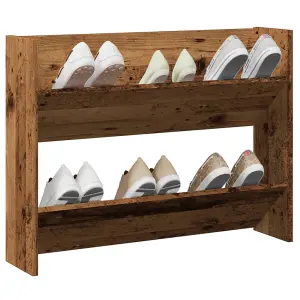 Berkfield Wall Shoe Cabinet Old Wood 80x18x60 cm Engineered Wood