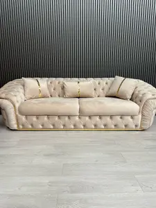 Ambassador 3 Seater In Champagne Velvet & Gold