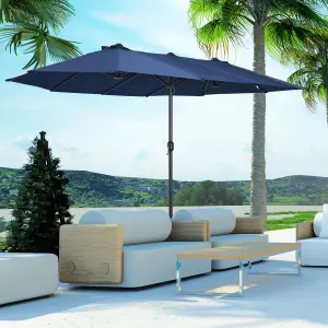 Outsunny 4.6M Garden Patio Umbrella Canopy Parasol Sun Shade w/o Base Blue