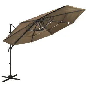 Berkfield 4-Tier Parasol with Aluminium Pole Taupe 3x3 m