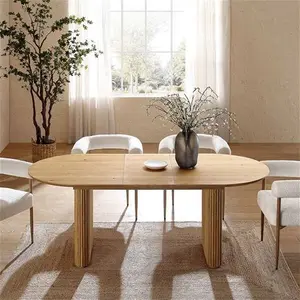 Maru Oval 6-8 Seater Extending Oak Pedestal Dining Table, Oak Modern Wooden - Daals - Dining Tables