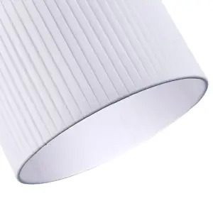 Contemporary Designer Double Pleated White Cotton Fabric 12 Drum Lamp Shade