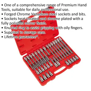 32pc RIBE Star Short & Long Socket Bit Set - 1/2" Square Drive Mechanic Vehicle