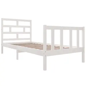 Berkfield Bed Frame White Solid Wood Pine 90x190 cm 3FT Single