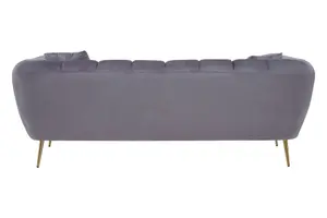 Interiors by Premier Glamorous Three Seater Grey Velvet Sofa,Grey velvet upholstered Couch, Versatile Settee Sofa For Patio