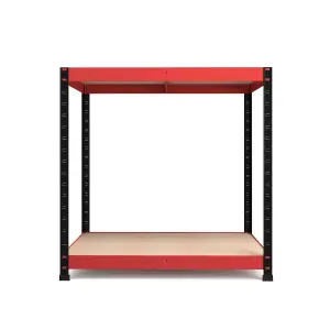 RB BOSS Garage Workbench 2 Shelf MDF Red & Black Powder Coated Steel Work Bench (H)900mm (W)900mm (D)600mm