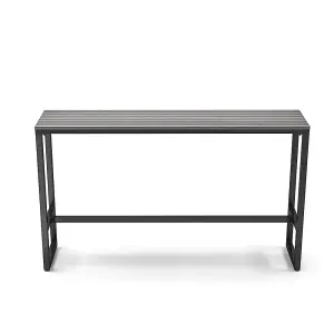 Grey Modern Rectangular Metal Frame WPC Garden Bistro High Bar Table with Bottom Beam L 180cm