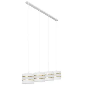 Luminosa Helen Straight Bar Pendant Ceiling Light White, Gold 100cm