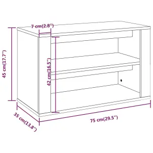 Berkfield Shoe Rack Black 75x35x45 cm Engineered Wood