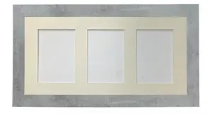 Metro Mineral Grey Frame with Ivory Mount for 3 Image Sizes 7 x 5 Inch