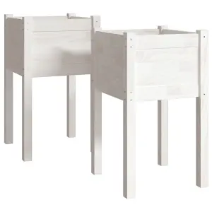 Berkfield Garden Planters 2 pcs White 40x40x70 cm Solid Pinewood